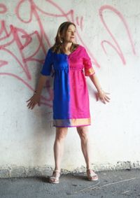 Kleid mit Tunnelzug_blau-pink